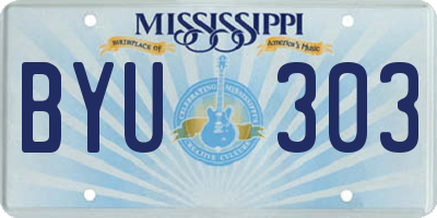 MS license plate BYU303