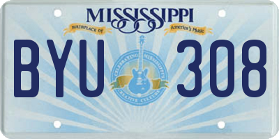 MS license plate BYU308