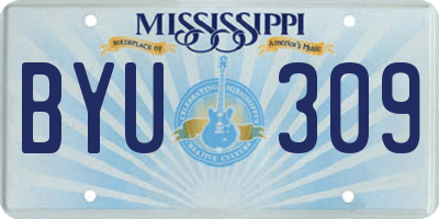 MS license plate BYU309