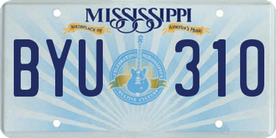 MS license plate BYU310
