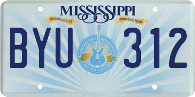 MS license plate BYU312