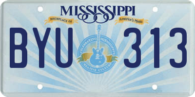 MS license plate BYU313