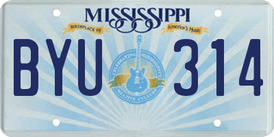 MS license plate BYU314