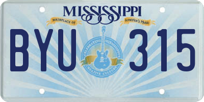 MS license plate BYU315