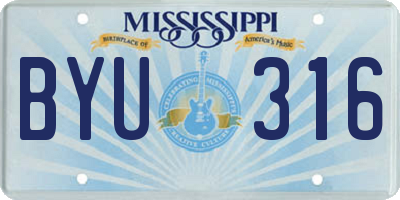 MS license plate BYU316