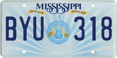 MS license plate BYU318