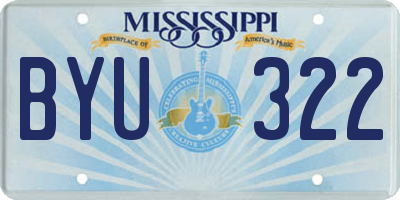 MS license plate BYU322