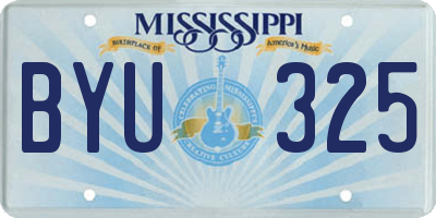 MS license plate BYU325