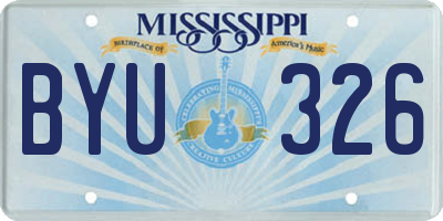 MS license plate BYU326