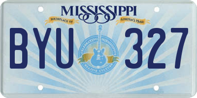 MS license plate BYU327