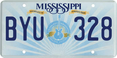 MS license plate BYU328