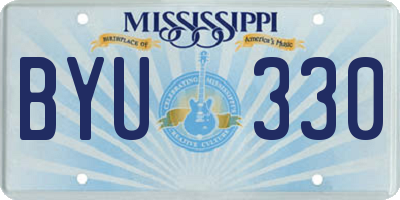 MS license plate BYU330