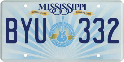 MS license plate BYU332
