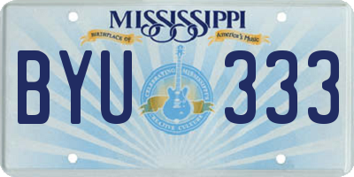 MS license plate BYU333
