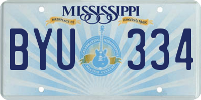 MS license plate BYU334