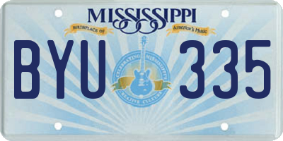 MS license plate BYU335