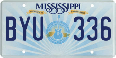 MS license plate BYU336