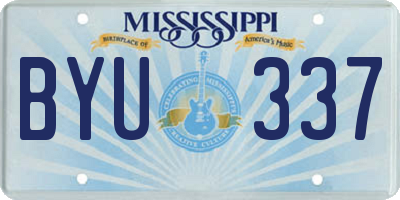 MS license plate BYU337