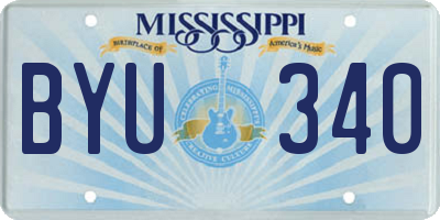 MS license plate BYU340