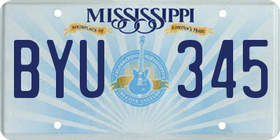 MS license plate BYU345