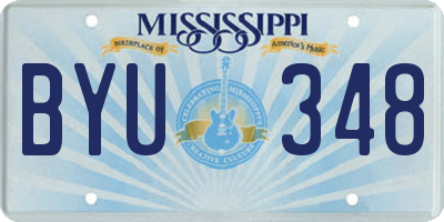 MS license plate BYU348