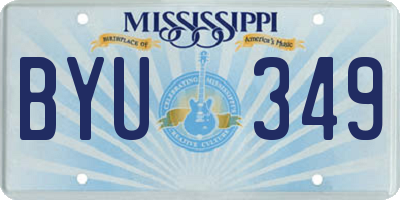 MS license plate BYU349