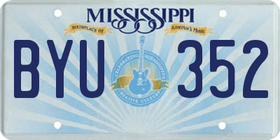 MS license plate BYU352