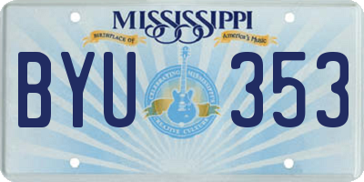 MS license plate BYU353