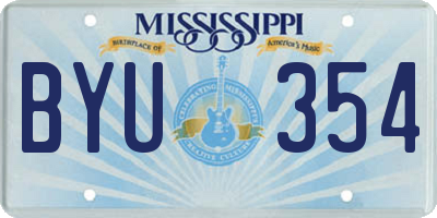 MS license plate BYU354