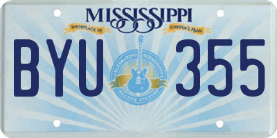 MS license plate BYU355