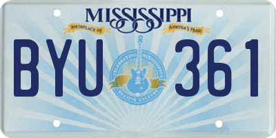 MS license plate BYU361