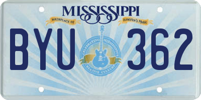 MS license plate BYU362