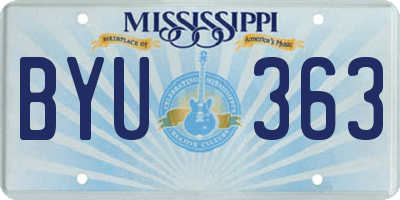 MS license plate BYU363