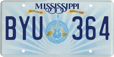 MS license plate BYU364