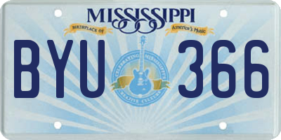 MS license plate BYU366