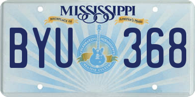 MS license plate BYU368