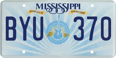 MS license plate BYU370