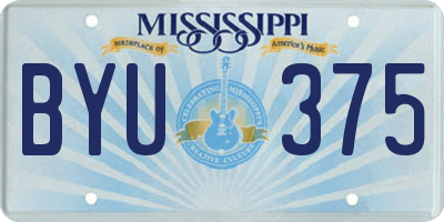 MS license plate BYU375