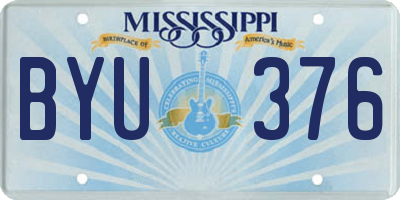 MS license plate BYU376