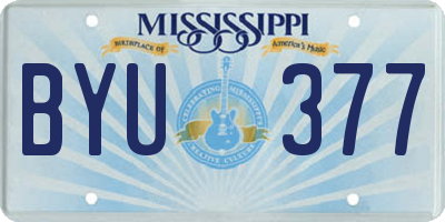 MS license plate BYU377