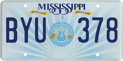 MS license plate BYU378