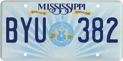 MS license plate BYU382