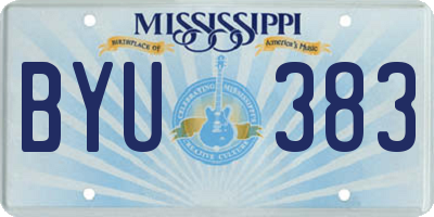 MS license plate BYU383