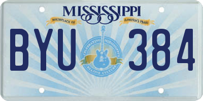 MS license plate BYU384