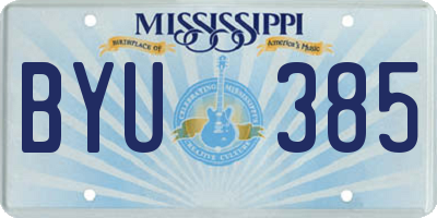 MS license plate BYU385