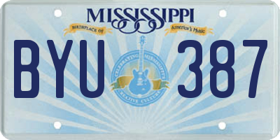 MS license plate BYU387
