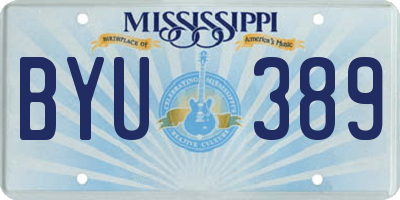 MS license plate BYU389