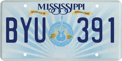 MS license plate BYU391