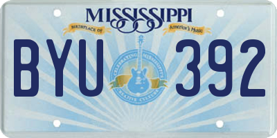 MS license plate BYU392