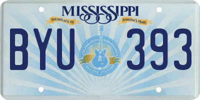 MS license plate BYU393